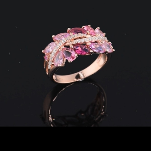 14k Ruby Pink Sapphire Diamonds Ring - Picture 10 of 11